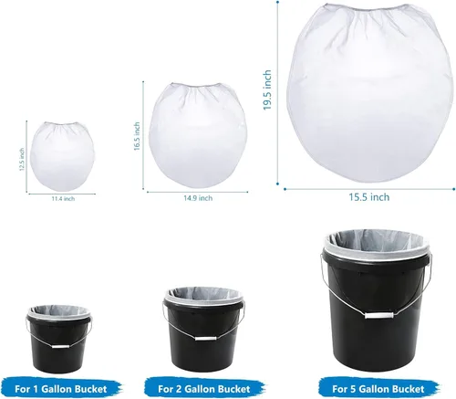 Vista 4 de Bolsas de colador de pintura, 24 piezas de filtro de malla fina blanca de 5 galones, filtro de apertura elástica para pintura hidropónica