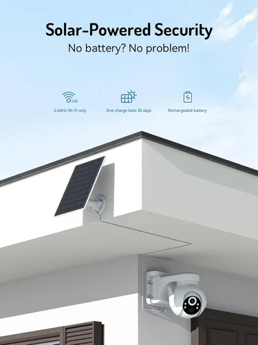 Vista 2 de blurams Cámara solar inalámbrica para exteriores, cámaras de seguridad PTZ de 360° inalámbricas para exteriores con seguimiento automático humano