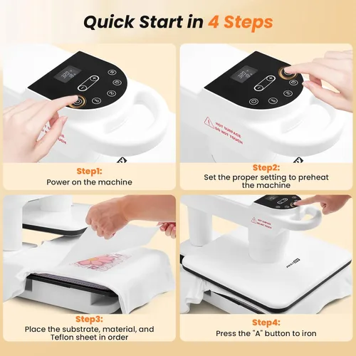Vista 8 de AKEYDIY Prensa de calor de 15 x 15, máquina de prensa de calor automática de doble estación para camisetas, prensa digital de sublimación