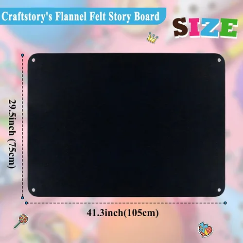 Vista 4 de Craftstory Tablero de franela de 3.5 pies para niños pequeños preescolares como niños, historias de fieltro para niños, kits de juego para colgar
