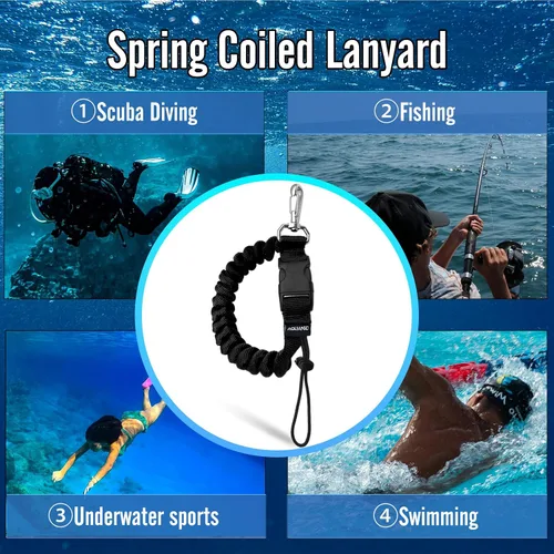Vista 7 de Buceo Spring Clip Lanyard Anti-perdida Lanyard con hebilla de liberación rápida para deportes al aire libre