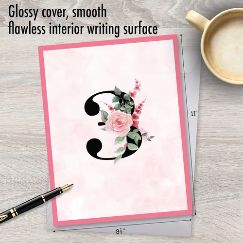Vista 3 de NobleWorks Tarjeta de felicitación de aniversario Jumbo 3rd Milestone de 8.5 x 11 pulgadas con sobre para hombres, mujeres (1 unidad) Floral Couple