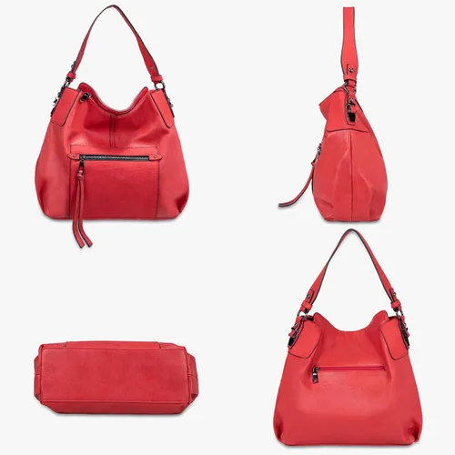 Vista 5 de Realer Hobo - Bolsos para carteras para mujer, bandolera grande con borla.