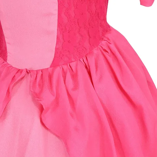 Vista 4 de Disfraz de princesa rosa para niñas, vestido de fiesta de Halloween con accesorios