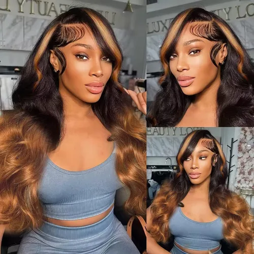 Vista 35 de BAIICS Pelucas de cabello humano rubio miel con encaje frontal transparente HD de 13 x 6 pulgadas, peluca frontal de encaje transparente HD 12A