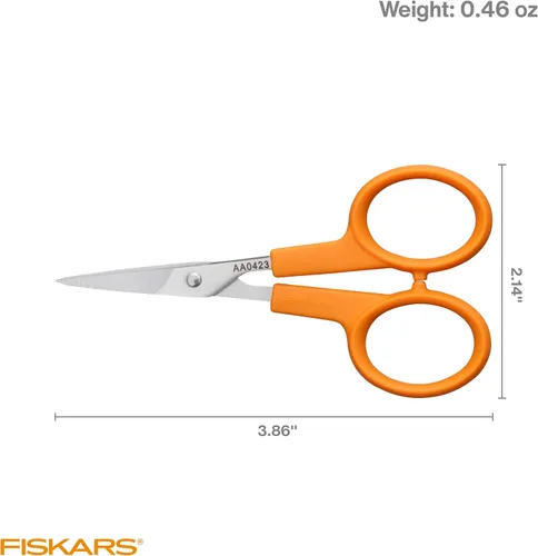 Vista 5 de Fiskars Tijeras con mango naranja de corte recto, hojas de acero inoxidable, mango ambidiestro de doble asa
