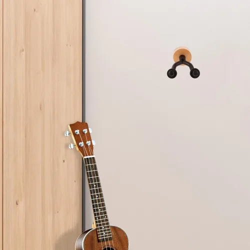 Vista 4 de ibasenice Gancho de pared para guitarra de madera, fácil instalación sin taladro, para guitarras eléctricas y bajas, soporte de madera resistente