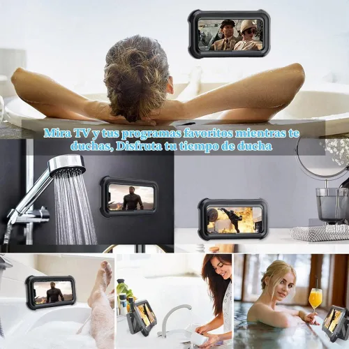 Vista 6 de Soporte para teléfono de ducha mejorado OOLYCIO con rotación de 480°, estuche resistente al agua con pantalla táctil, OOLYICO, accesorios de ducha