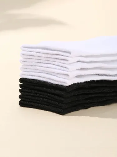 Vista 3 de OYOANGLE 10 pares de calcetines de tobillo básicos sólidos para niña, cómodos, transpirables, de corte bajo, calcetines de regalo