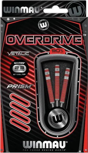 Vista 6 de Winmau Overdrive - Juego de dardos de tungsteno con punta de acero de 0.81 oz con vuelos y ejes de prisma (tallos)