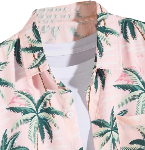 Vista 5 de Floerns Blusa de manga corta con botones y estampado tropical para hombre