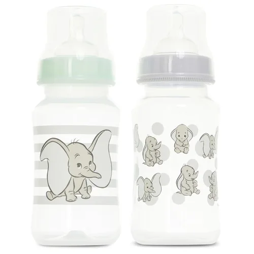 Vista 5 de Disney Juego de biberones y chupetes para bebé, 2 botellas en forma de reloj de arena de 11 onzas + 2 chupetes de ortodoncia, diseños con licencia