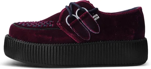 Vista 3 de T.U.K. Shoes Velvet Viva Mondo Creeper, Borgoña