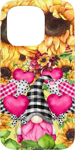 Vista 14 de Cute Sunflower Pattern for Women Pink Valentines Gnome Case for iPhone 17
