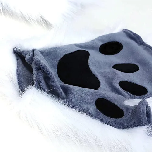 Vista 2 de HAOAN Juego de orejas y guantes con clip de cola de zorro lobo para Halloween, Navidad, fiesta de disfraces, juguetes, regalo para mujeres