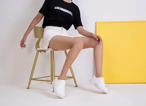 Vista 6 de Vepose Zapatos deportivos de moda para mujer, 8012, cómodos, de espuma viscoelástica, con cordones, bonitos zapatos blancos