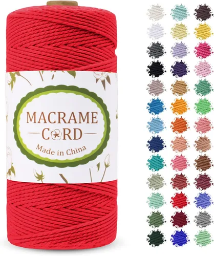 Vista 27 de Cordón de macramé de 0.079 pulgadas, hilo de cuerda de macramé de color de 0.07 pulgadas x 219 yardas, cuerda de algodón natural, 3 hebras para Aqua