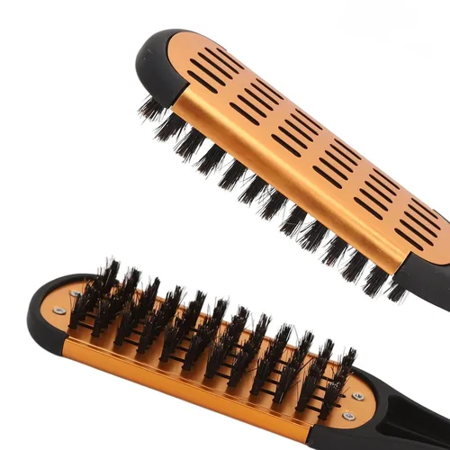 Vista 5 de Cepillo para el cabello, pinzas para el cabello, elasticidad de resorte, alisador de cabello, suave, transpirable, doble cara, cepillo plano