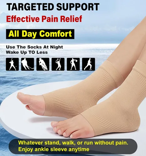 Vista 5 de KEKING® Tobillera de compresión para mujeres y hombres, calcetines médicos de compresión de tobillo para fascitis plantar, hinchazón de pies