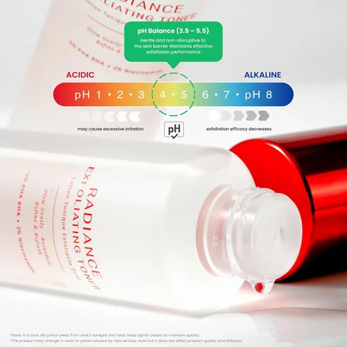 Vista 3 de Koji White Tónico exfoliante para cara, 5% de tóner PHA BHA 2% niacinamida, ácido kójico y ácido hialurónico Tónico facial hidratante y calmante