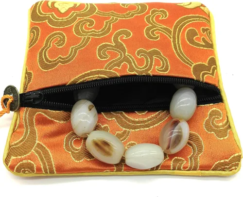 Vista 7 de EAVOQLB 16 unids tradicional brocado bolsa bordado bolsa joyería bolsa Shu Jin flecos cartera cremallera bolsa valor conjunto