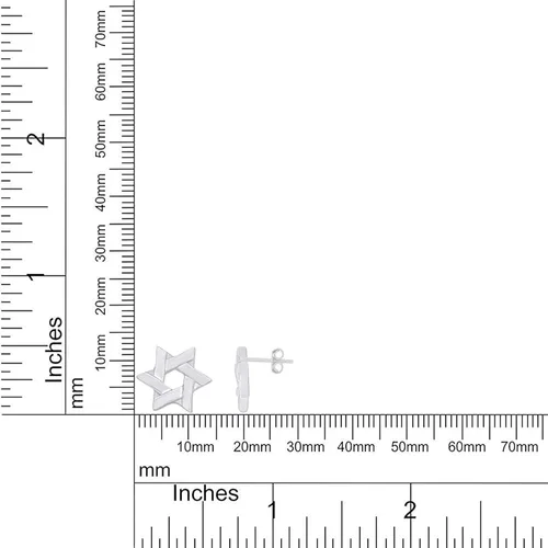 Vista 4 de Pendientes mesiánicos con forma de estrella de David en oro sobre plata de ley por Jewel Zone US