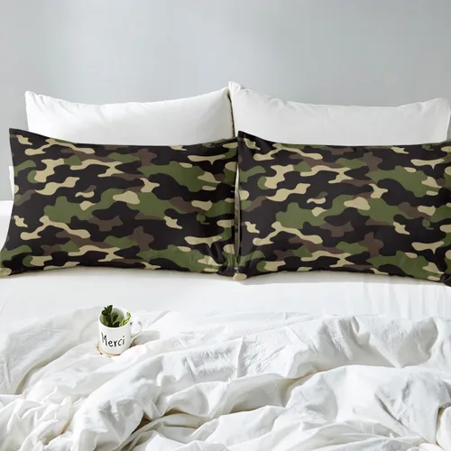 Vista 4 de Erosebridal Juego de ropa de cama de camuflaje para niños, sábanas de camuflaje militar, tamaño individual para adolescentes, jóvenes, adultos