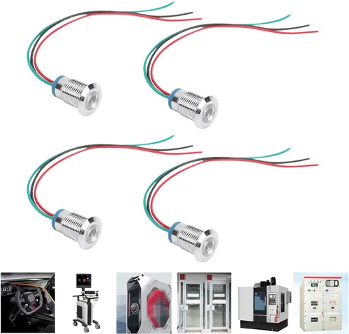 Vista 6 de Marhynchus 4 juegos de luces indicadoras LED precableadas LED redondas, impermeables, luz de 2 colores, electrodo de ánodo común de 12-24 V 0.472 in