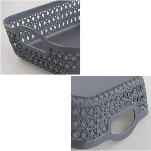 Vista 3 de Morcte Cesta de almacenamiento pequeña, cesta organizadora de malla de plástico (gris, juego de 6) Multi-Purpose, Nestable, Easy Carry, Storage