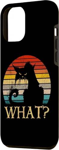 Vista 2 de iPhone 15 Plus Retro Vintage Cat What? Camisa divertida de gato negro, funda de gato asesino