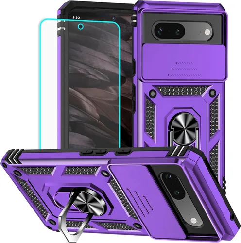 Vista 22 de HNHYGETE Funda para Pixel 6a con protector de pantalla HD, soporte giratorio de grado militar de 360° (resistente) a prueba de golpes para Google