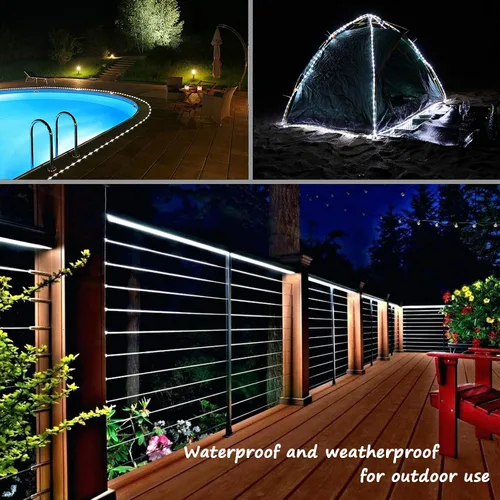 Vista 6 de Cuerda de luces, tira de iluminación impermeable conectable de 16 pies, 4000 K, color blanco natural, iluminación ambiental para interiores