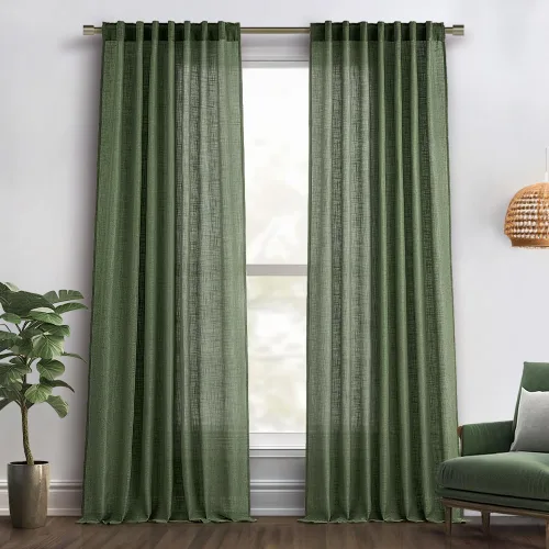 Vista 12 de MIULEE Cortinas de lino natural de 84 pulgadas de largo 2 paneles, con pestaña trasera con cinta plisada, cortinas de textura de lino suave y gruesa