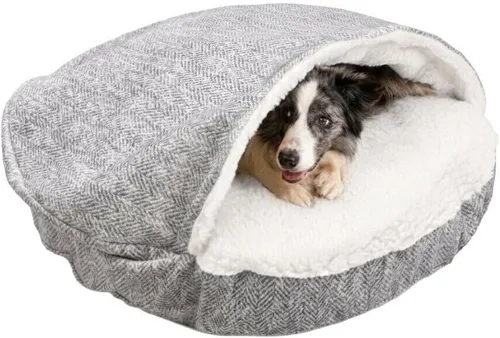 Vista 8 de Snoozer Cama de lujo de microsuede acogedora estilo cueva para mascotas, pequeña, antracita