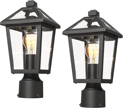 Vista 10 de Lámparas de Poste para Exteriores, Lámpara de Poste con Acabado Negro, Pilar de Aluminio Impermeable y Antioxidante, Iluminación Exterior