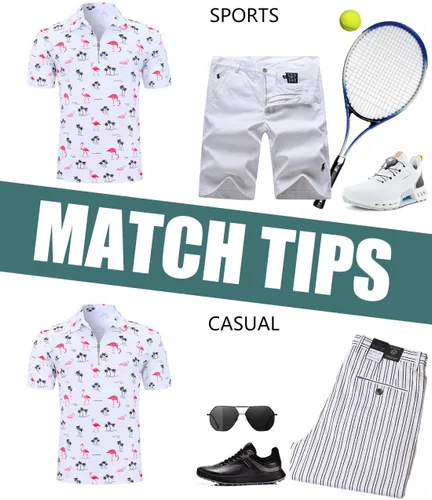Vista 6 de Idgreatim Camisa polo hawaiana con cremallera para hombre, absorbe la humedad, manga corta, para golf, tallas S-XXL