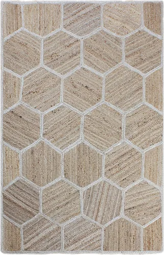 Vista 11 de Cape Cod - Alfombra trenzada de fibra de yute natural, alfombras indias kilim – Tapete pequeño de 3 x 2 pies tejido a mano de tejido plano para uso