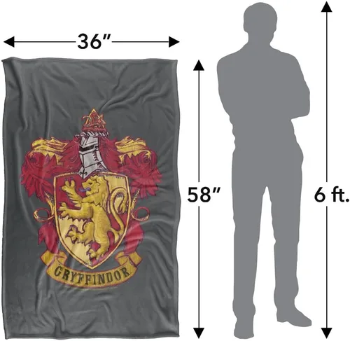 Vista 5 de Harry Potter Gryffindor Rough Crest Silky Touch Manta súper suave 36 x 58 pulgadas, Gryffindor Rough Crest