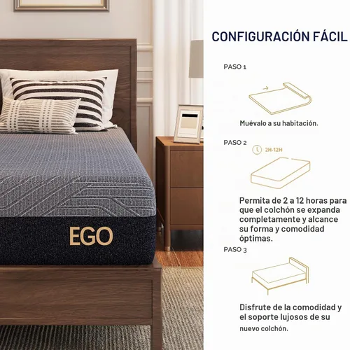 Vista 6 de MLILY EGOHOME - Colchón Twin de 10 pulgadas, colchón de espuma viscoelástica refrescante de gel de cobre para aliviar el dolor de espalda, colchón