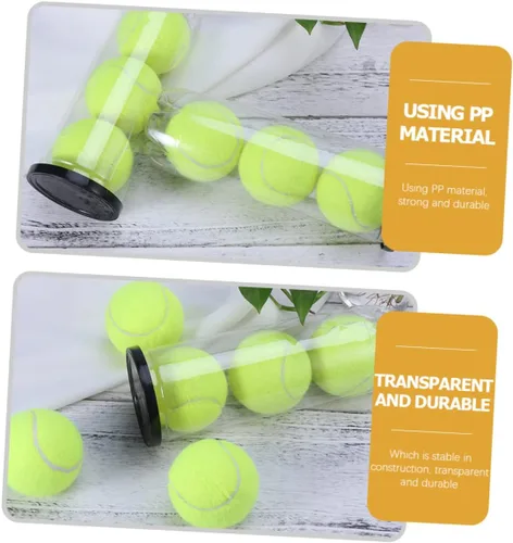 Vista 6 de Toddmomy 6 unidades de cilindro de tenis transparente contenedor negro para pelotas de tenis con tapa, organizador de almacenamiento de pelotas