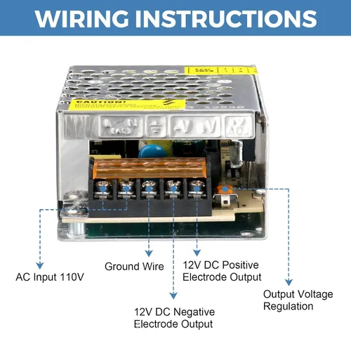 Vista 3 de Fuente de alimentación de 12V 3A 36W AC a DC para 5050 3528 12V LED tira de luz