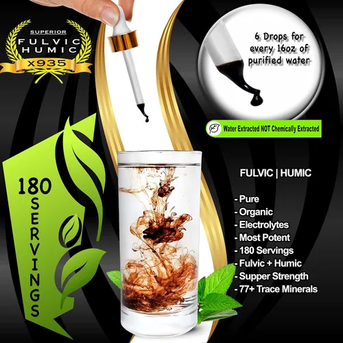 Vista 3 de Mezcla mineral húmica fúlvica – 580 porciones Paquete X935 suplemento de ácido húmico y fúlvico + aceite de orégano X989 con aceite de semilla