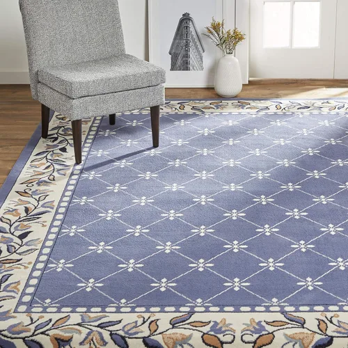 Vista 10 de Home Dynamix Premium Aydin - Alfombra tradicional con diseño floral de diamantes, azul/marfil, 1.9 x 7.2 pies