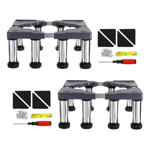 Vista 12 de PATIKIL Mini soporte para nevera, 8 pies fuertes, base de soporte de lavandería, bandeja de base ajustable multifuncional, antivibración