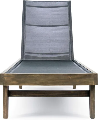 Vista 9 de Christopher Knight Home Summerland - Tumbona de malla para exteriores con marco de madera de acacia, acabado gris/malla gris oscuro