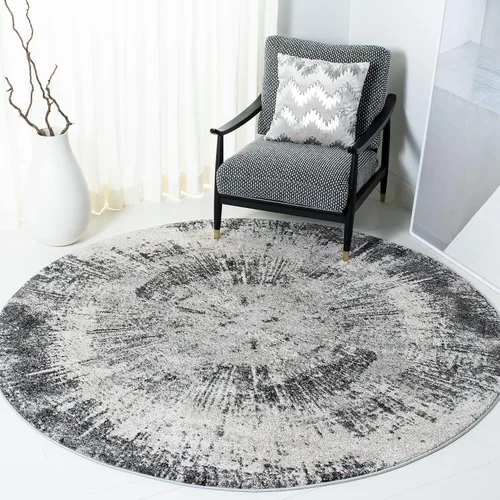 Vista 6 de SAFAVIEH Retro Collection - Alfombra de pasillo, 2 pies 2 pulgadas x 8 pies, gris y marfil, diseño abstracto moderno, no desprende pelusa y de fácil
