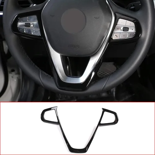 Vista 5 de Cubierta del marco del volante de automóvil ABS para BMW Serie 3 Serie 5 Serie 7 Serie 6 GT X3 X5 X7 G01 G05 G07 G20 G30 G11 Luxury 2019-2020 Negro
