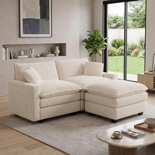 Vista 45 de Cloud Couch Sectional, L Shaped Modular Sofa with Movable Ottoman Negro