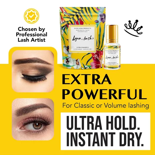 Vista 5 de Pegamento para extensión de pestañas extra potente – Lyon lash pegamento de rendimiento de 0.2 fl oz 1-2 segundos de tiempo de secado 6-8