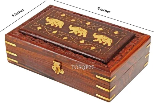 Vista 2 de TOSQP27 Regalos tallados a mano elefante palisandro joyero encantador regalo para mujeres, niñas, mamá, madre, hermana, artesanal, único, 8 pulgadas